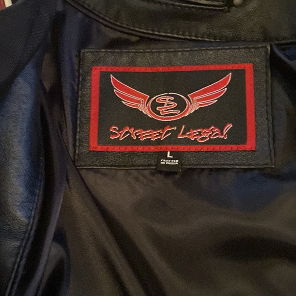 STREET LEGAL MENS LEATHER BIKER JACKET Size Large - Picture 3 of 3